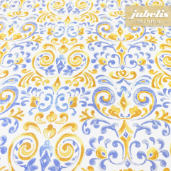 Beschichtete Baumwolle abwaschbar Pauline orange-blau III 180 cm x 140 cm