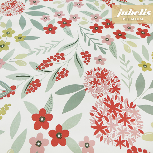 Premium Wachstuch extradick Muggia creme-rot IV