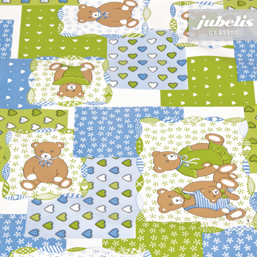 Wachstuch Teddybr grn-blau M 110 cm x 140 cm Kchentisch